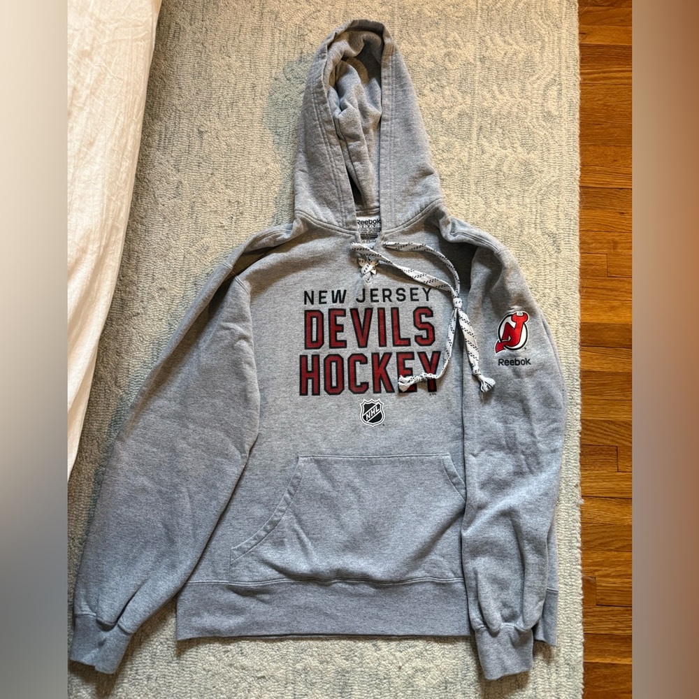 Reebok Gray New Jersey Devils Hockey Hoodie